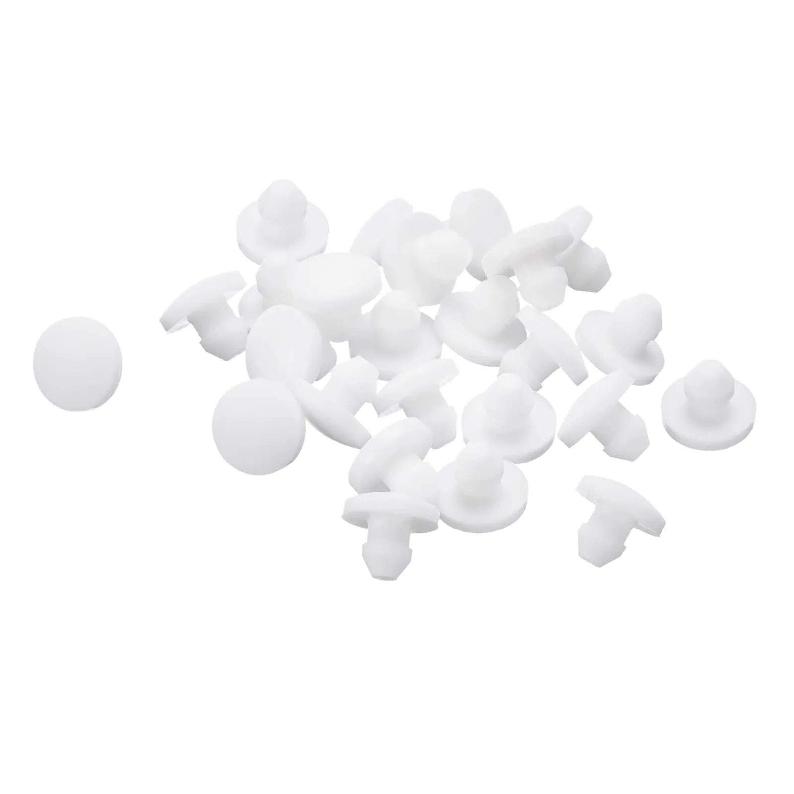 25Pcs White Silicone Plugs for 2.5-3mm Holes, Waterproof Rubber Snap-in Hole Stoppers