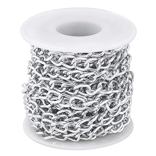 Beadthoven 16.4ft Aluminium Curb Chain 10x6.5mm Silver Twisted Links for Jewelry Making