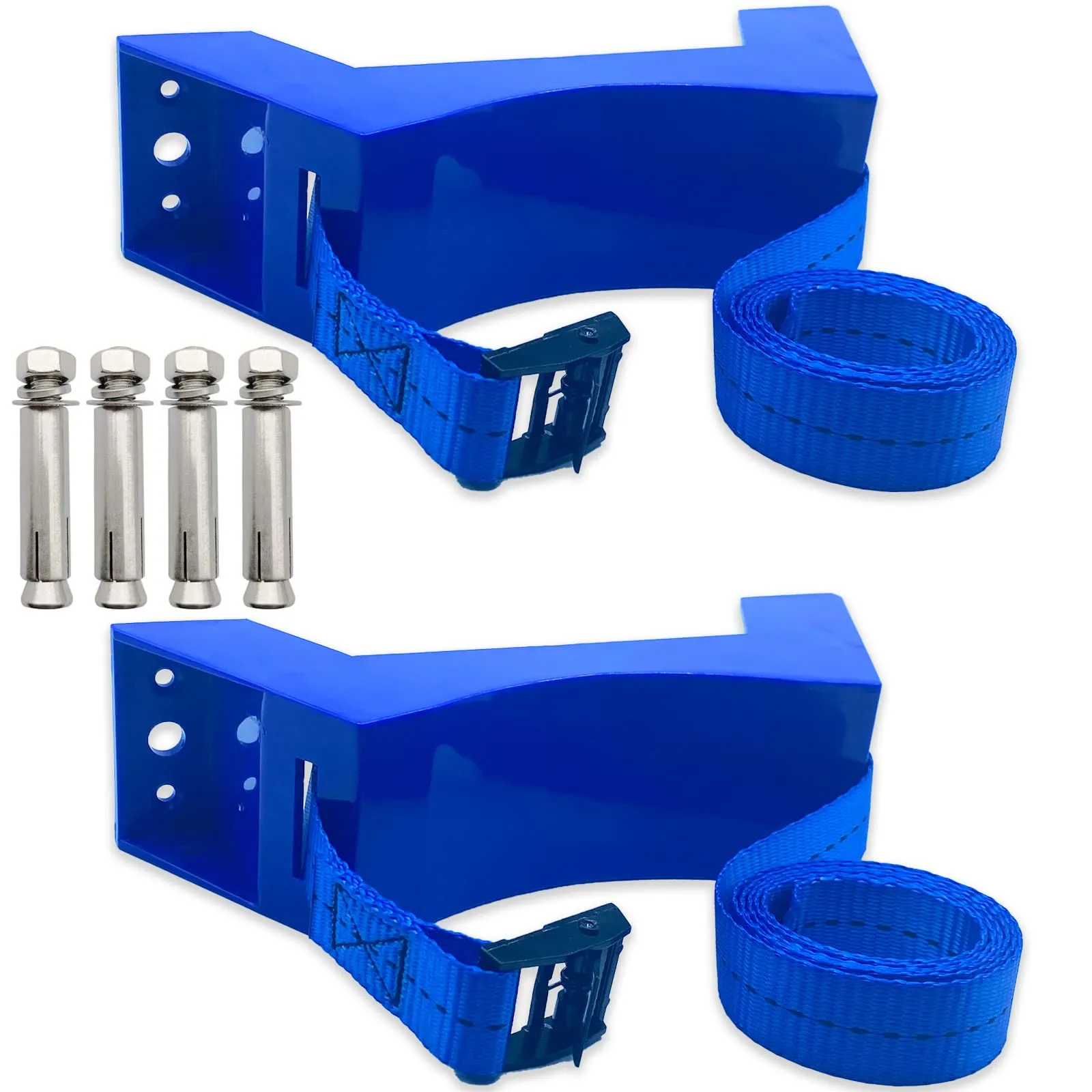 Cylinder Wall Mounted Bracket for Propane & Nitrogen Tanks, Adjustable Strap, 2pcs, Blue