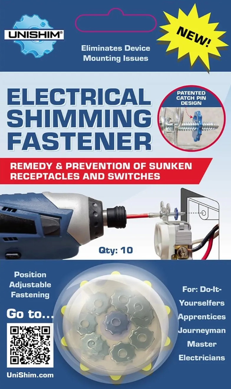 Electrical Shimming Fasteners 10pk by UniShim - Adjustable for Switches & Receptacles