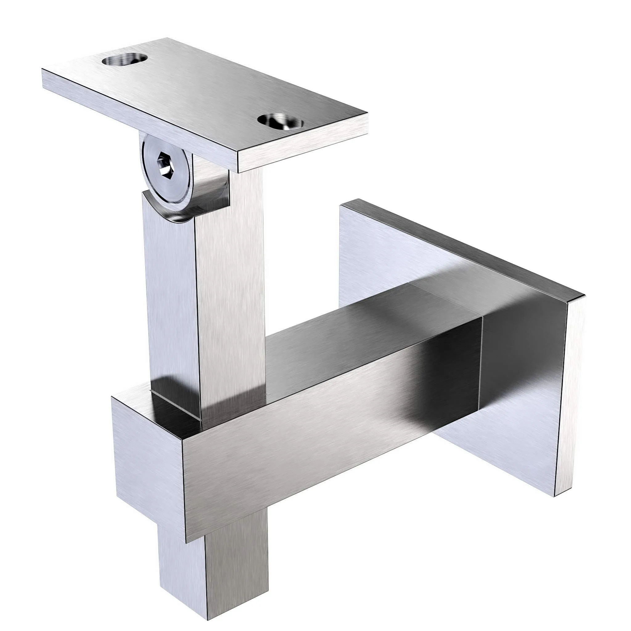 Handrail Bracket Adjustable Stainless Steel Square for Flat/Round Handrail - Inline Design