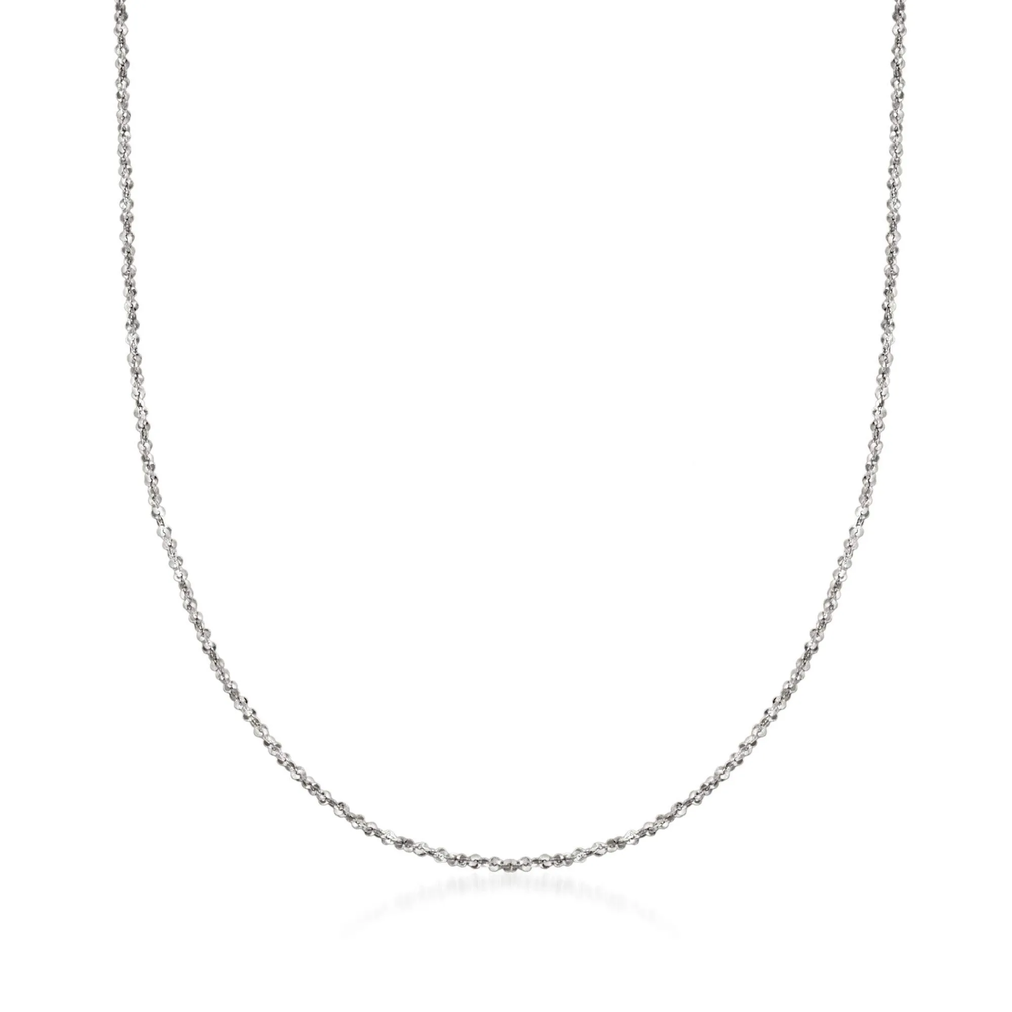 Italian 1mm 14kt White Gold Twisted Sparkle-Chain Necklace - Elegant Gift-Ready Jewelry