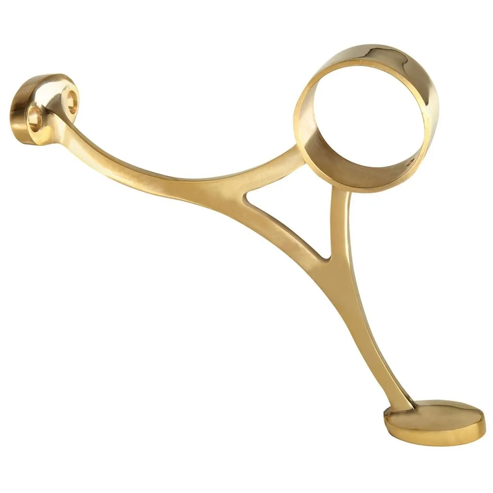 Lavi 2' Polished Brass Combination Bracket for Footrail, Handrail, and Room Dividers