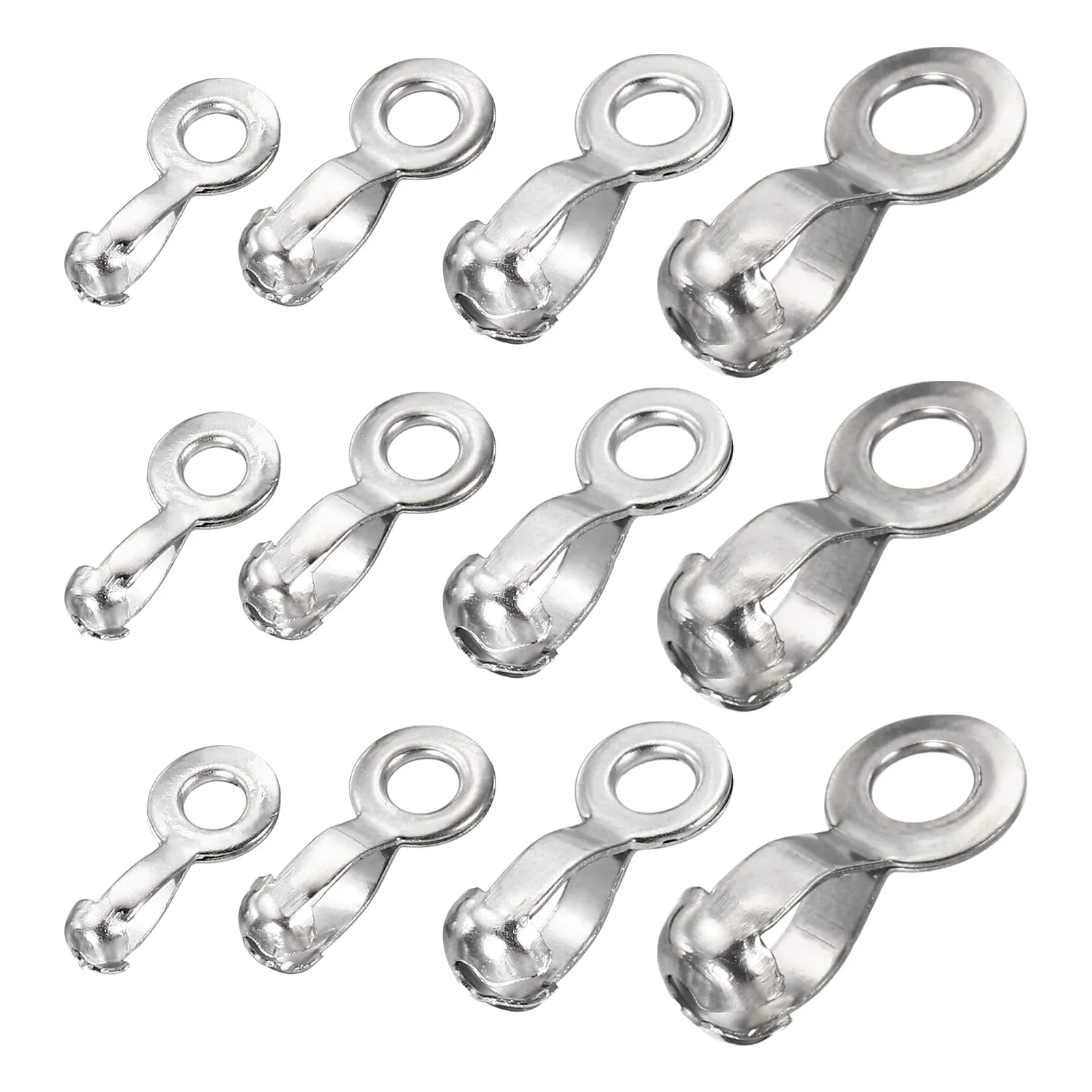 MECCANIXITY Stainless Steel Ball Chain Connectors, Silver, 2.4/3.2/4.5/6mm, Pack of 60