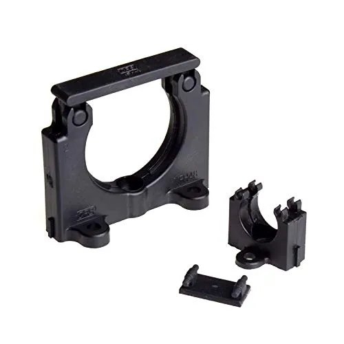 NFH-36B Tube Clip Bracket - W66xH59.5xT41.5mm, 5x6.4mm Holes, Durable Polyamide 6, Black