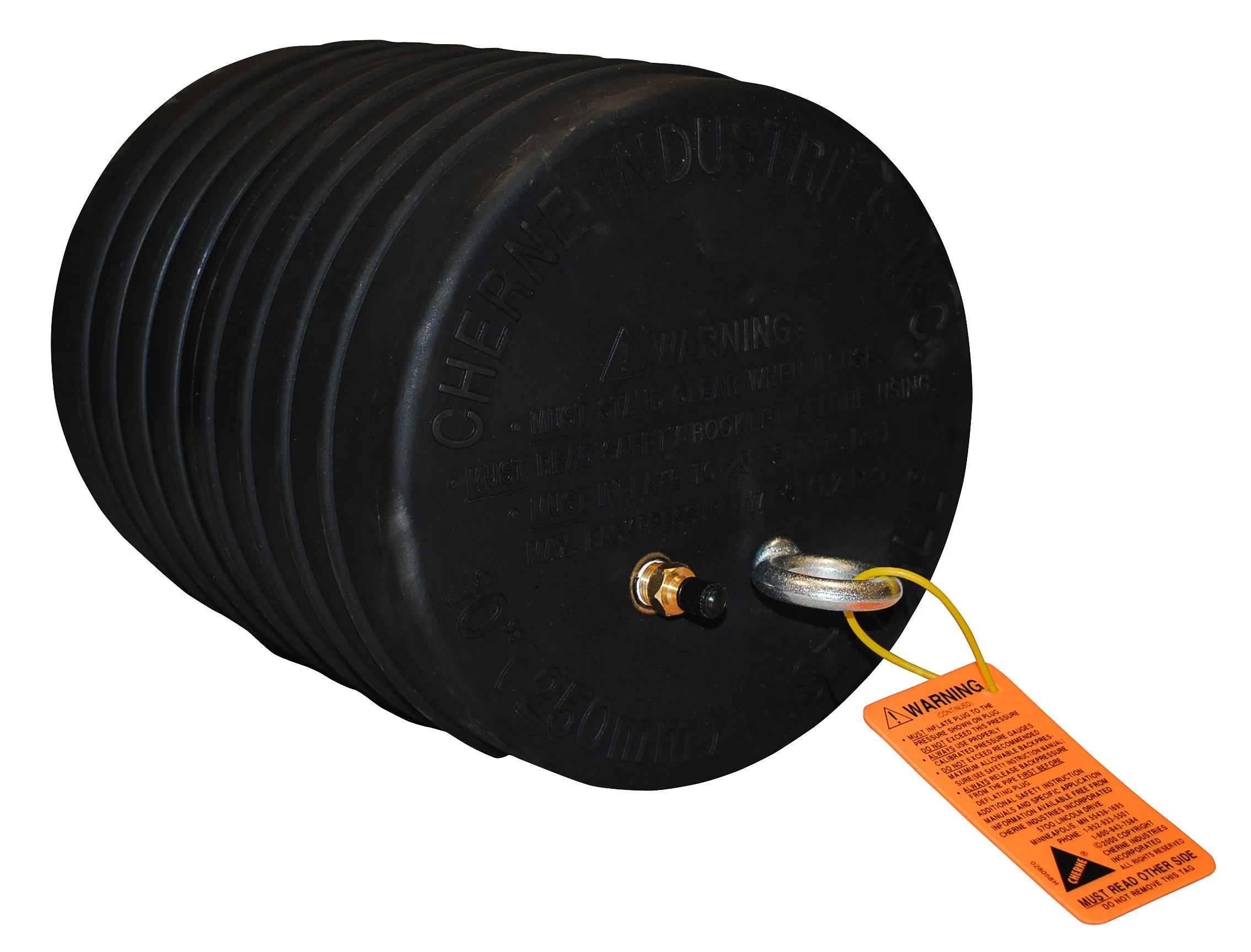 Oatey Cherne 10-Inch Test-Ball Plug - Natural Rubber, Zinc-Plated Steel Chain, Excellent Expansion