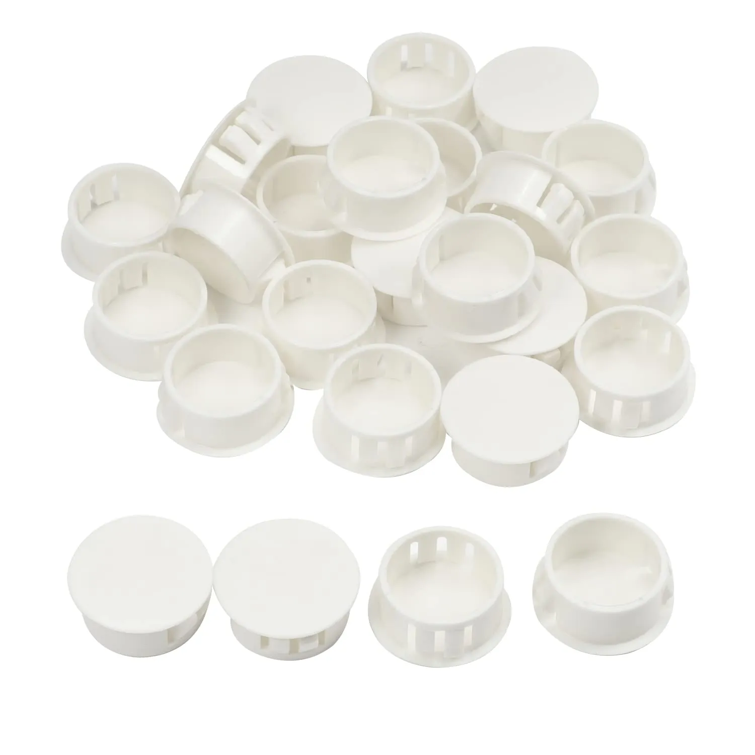 Plastic White Locking Hole Plugs 0.84' Diameter 25 Pack for Automotive & Appliances