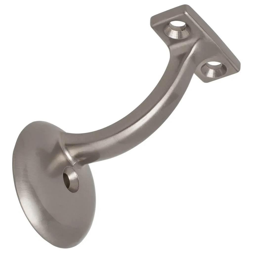 Satin Nickel Handrail Bracket with Round Base, Mounting Hardware Included, Durable Zinc Construction