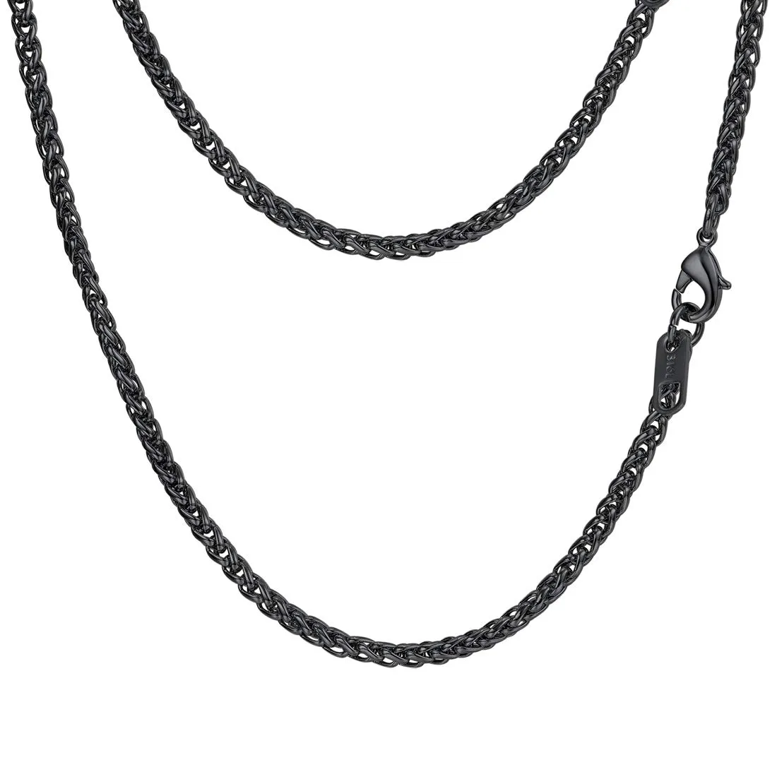 Stainless Steel Chain Necklace for Men Women, Wheat/Rope/Box Chain, Black/Silver/Gold Tone