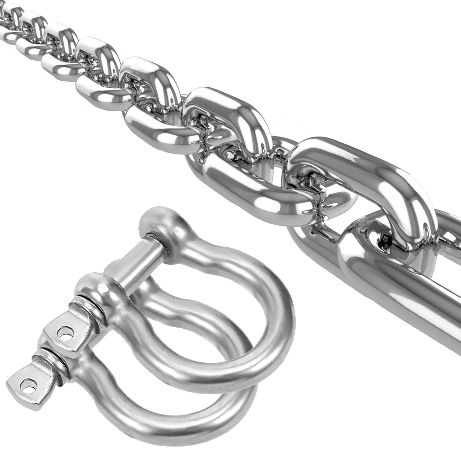 Stainless Steel Chain with Shackles, 5/16' Heavy Duty Tow Chain, Anti-Rust, 13ft, Lsqurel