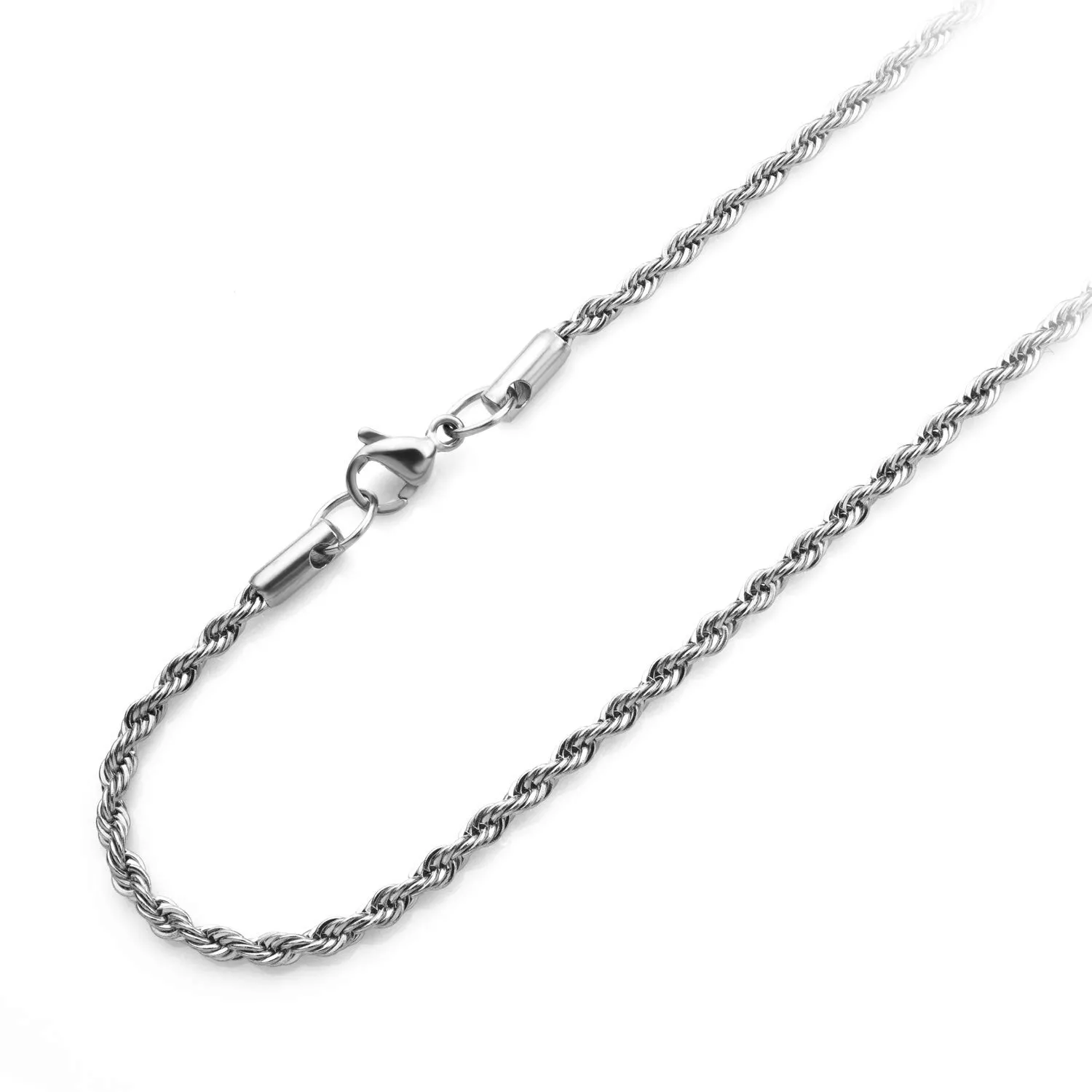 Stainless Steel Hypoallergenic Twisted Singapore Rope Chain Necklace for Men & Women