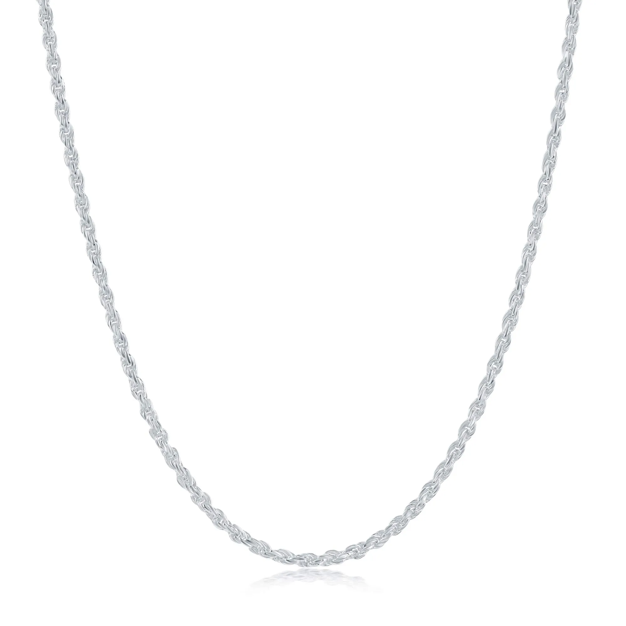 Sterling Silver Diamond Cut Twisted Rope Chain Necklace 16'-24'