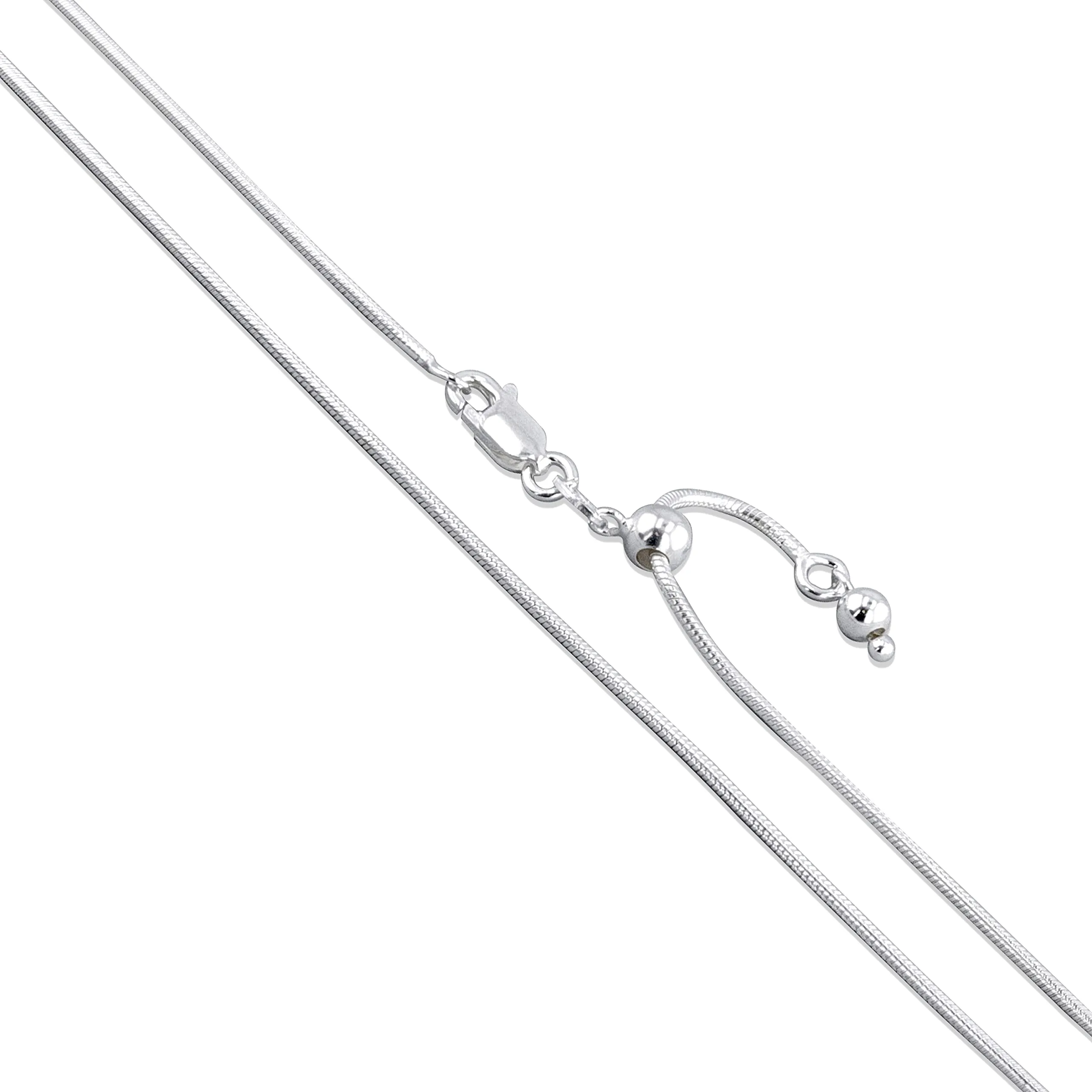 Sterling Silver Round Snake Chain Necklace 30 Inches Adjustable Length 925 Italy Jewelry