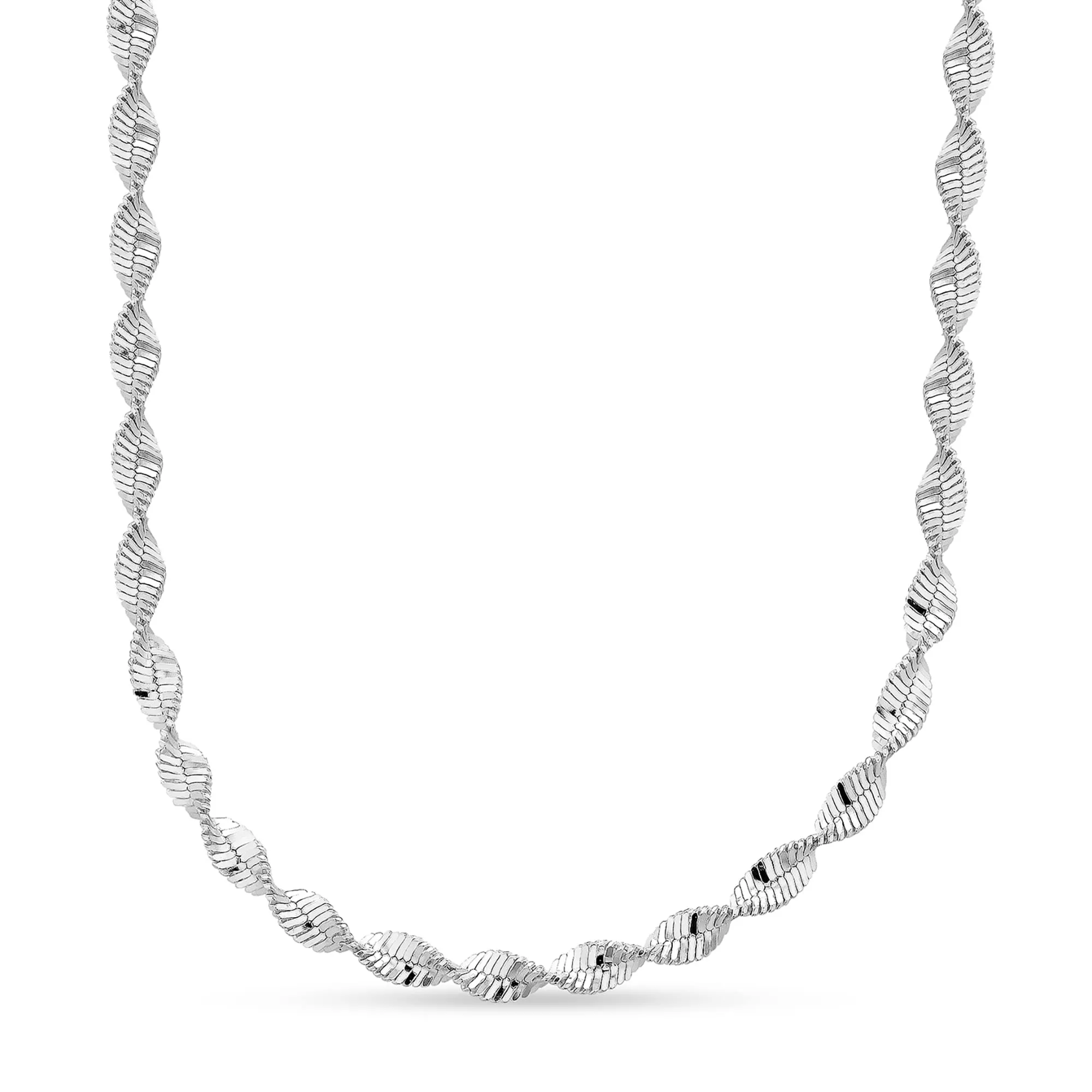 Sterling Silver Twisted Magic Herringbone Chain 20 Inch Necklace Made in Italy