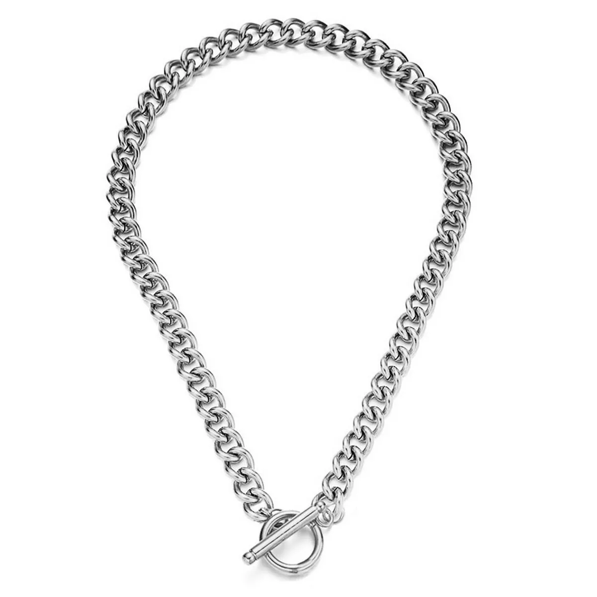 Thick Simple Punk Stainless Steel Twisted Chain Cuban Link Choker Necklace Gold/Silver Unisex