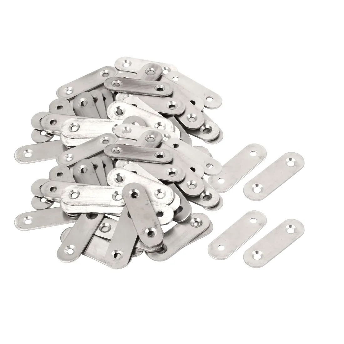 uxcell 50mmx16mmx2mm Flat Repair Joining Brace Mending Fixing Plate - 100pcs Silver Metal