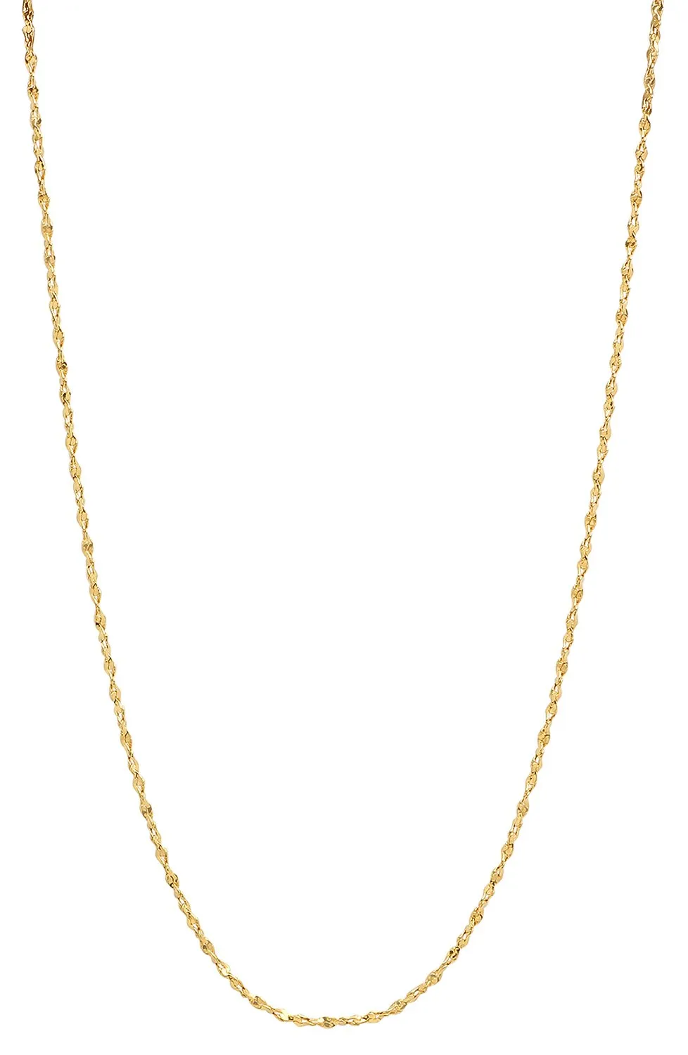 Women's 1.5mm 24k Yellow Gold Plated Twisted Singapore Chain Necklace, 30 Inches